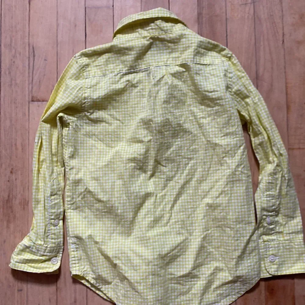 GAP KIDS yellow gingham button-down, unisex size 4-5, XS.